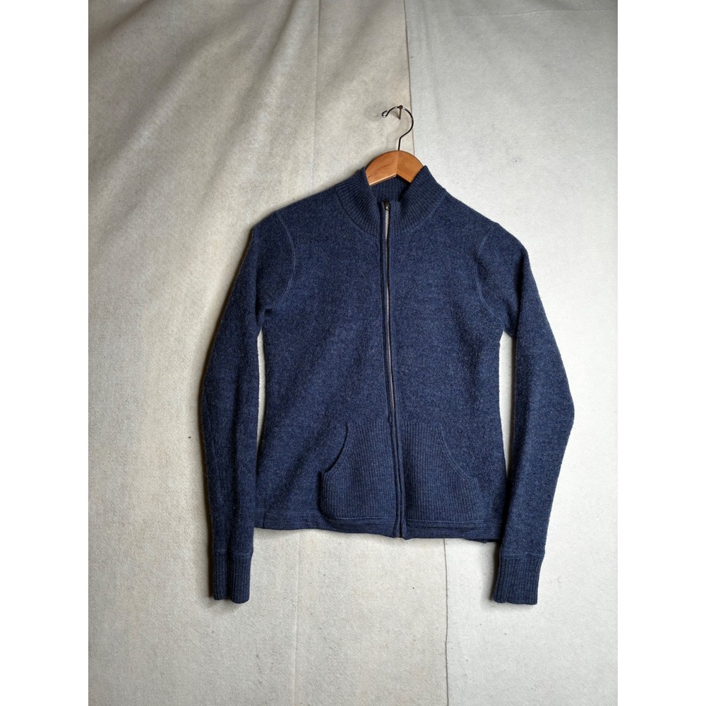 Charter Club Womens Blue 100% Wool Full Zip‎ Mock Neck Sweater Small 0238HK74W